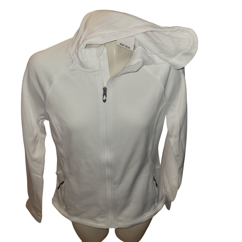 Spyder Womens White Full-Zip Hoodie Jacket With Pockets & Hood M ski outdoor